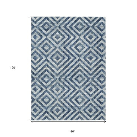 Homeroots 3' Stylish Black, Gray & Silver Geometric Washable Rug For Indoor/Outdoor Spaces - Durable Design 8' X 10' Polyester 583729