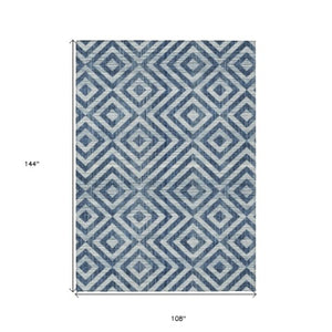 Homeroots 3' Stylish Black, Gray & Silver Geometric Washable Rug For Indoor/Outdoor Spaces - Durable Design 9' X 12' Polyester 583730