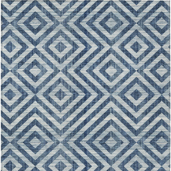 Homeroots 3' Stylish Black, Gray & Silver Geometric Washable Rug For Indoor/Outdoor Spaces - Durable Design 9' X 12' Polyester 583730