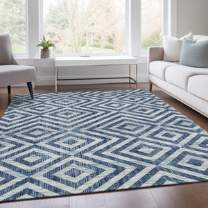 Homeroots 3' Stylish Black, Gray & Silver Geometric Washable Rug For Indoor/Outdoor Spaces - Durable Design 9' X 12' Polyester 583730