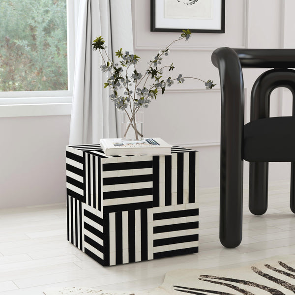Butler Specialty Zuri Square Bone In-lay Low Bunching Table - Elevate Your Space With Bold Artistry And Style Black And White Mdf,Bone,Resin 5837318-butler