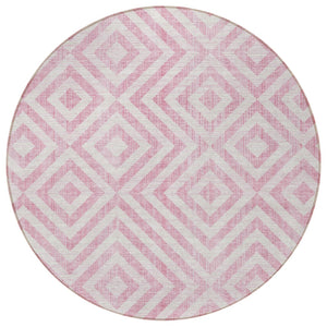 Homeroots 3' Stylish Black, Gray & Silver Geometric Washable Rug For Indoor/Outdoor Spaces - Durable Design 8' Round Polyester 583734