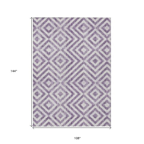 Homeroots 3' Stylish Black, Gray & Silver Geometric Washable Rug For Indoor/Outdoor Spaces - Durable Design 9' X 12' Polyester 583742