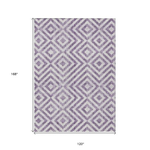 Homeroots 3' Stylish Black, Gray & Silver Geometric Washable Rug For Indoor/Outdoor Spaces - Durable Design 10' X 14' Polyester 583743