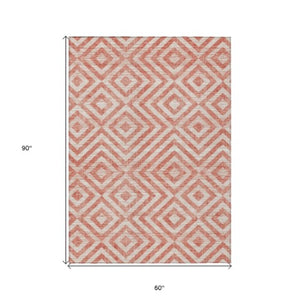 Homeroots 3' Stylish Black, Gray & Silver Geometric Washable Rug For Indoor/Outdoor Spaces - Durable Design 5' X 8' Polyester 583745