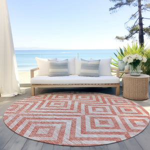 Homeroots 3' Stylish Black, Gray & Silver Geometric Washable Rug For Indoor/Outdoor Spaces - Durable Design 8' Round Polyester 583746