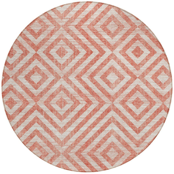 Homeroots 3' Stylish Black, Gray & Silver Geometric Washable Rug For Indoor/Outdoor Spaces - Durable Design 8' Round Polyester 583746