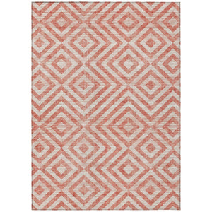 HomeRoots 5' Salmon and Ivory Geometric Indoor Outdoor Area Rug - Stylish, Durable, and Machine Washable Design 8' X 10' 583747