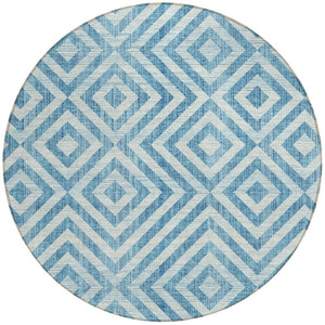 Homeroots 3' Stylish Black, Gray & Silver Geometric Washable Rug For Indoor/Outdoor Spaces - Durable Design 8' Round Polyester 583752