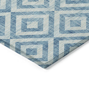 HomeRoots 5' Stylish Teal Blue & Ivory Geometric Area Rug for Indoor/Outdoor Use – Durable, Washable & Versatile 8' X 10' 583753