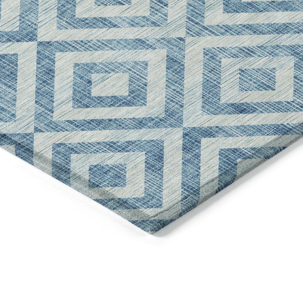 HomeRoots 5' Stylish Teal Blue & Ivory Geometric Area Rug for Indoor/Outdoor Use – Durable, Washable & Versatile 8' X 10' 583753