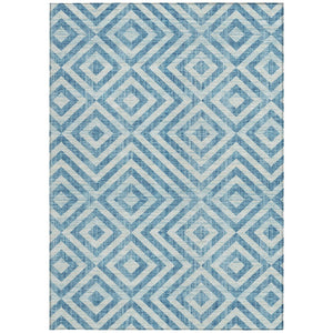HomeRoots 5' Stylish Teal Blue & Ivory Geometric Area Rug for Indoor/Outdoor Use – Durable, Washable & Versatile 8' X 10' 583753