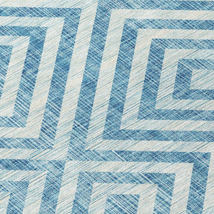 HomeRoots 5' Stylish Teal Blue & Ivory Geometric Area Rug for Indoor/Outdoor Use – Durable, Washable & Versatile 8' X 10' 583753