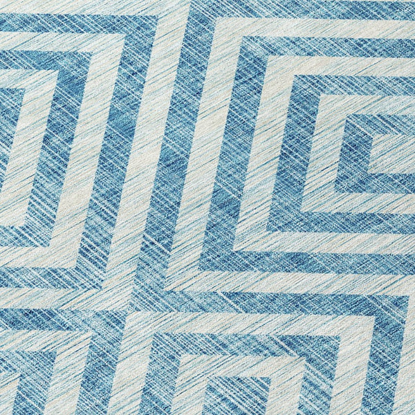 HomeRoots 5' Stylish Teal Blue & Ivory Geometric Area Rug for Indoor/Outdoor Use – Durable, Washable & Versatile 8' X 10' 583753