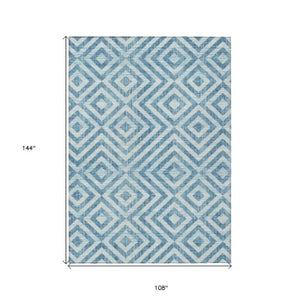 Homeroots 3' Stylish Black, Gray & Silver Geometric Washable Rug For Indoor/Outdoor Spaces - Durable Design 9' X 12' Polyester 583754