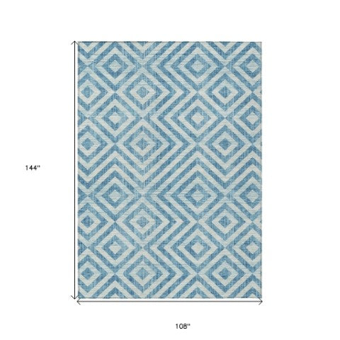 Homeroots 3' Stylish Black, Gray & Silver Geometric Washable Rug For Indoor/Outdoor Spaces - Durable Design 9' X 12' Polyester 583754