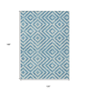 Homeroots 3' Stylish Black, Gray & Silver Geometric Washable Rug For Indoor/Outdoor Spaces - Durable Design 10' X 14' Polyester 583755