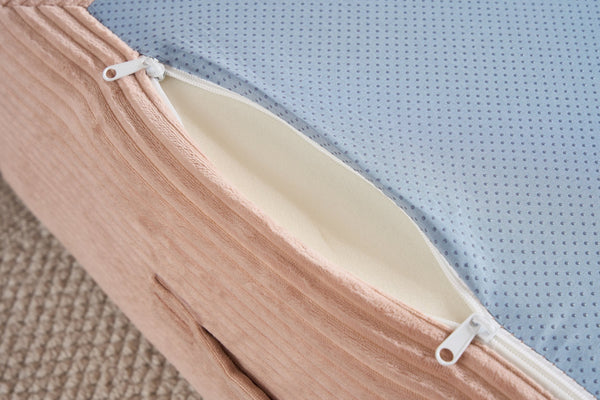 English Elm Convertible Sleeper Sofa Bed Corduroy 4-in-1 Folding Floor Couch with 35D Sponge Support and No-Assembly Pink W3434P378562