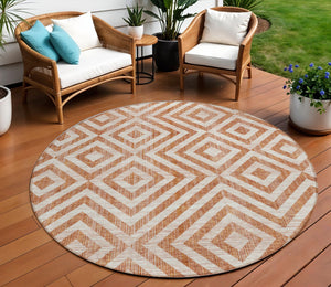 Homeroots 3' Stylish Black, Gray & Silver Geometric Washable Rug For Indoor/Outdoor Spaces - Durable Design 8' Round Polyester 583758
