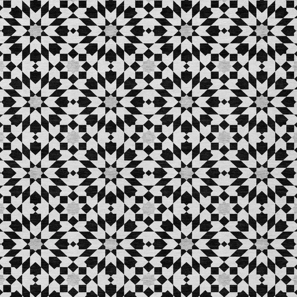 Homeroots 3' Black Gray Silver Floral Medallion Washable Area Rug For Stylish Indoor & Outdoor Spaces 3' X 5' Polyester 583762