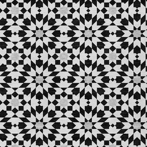 Homeroots 3' Black Gray Silver Floral Medallion Washable Area Rug For Stylish Indoor & Outdoor Spaces 3' X 5' Polyester 583762