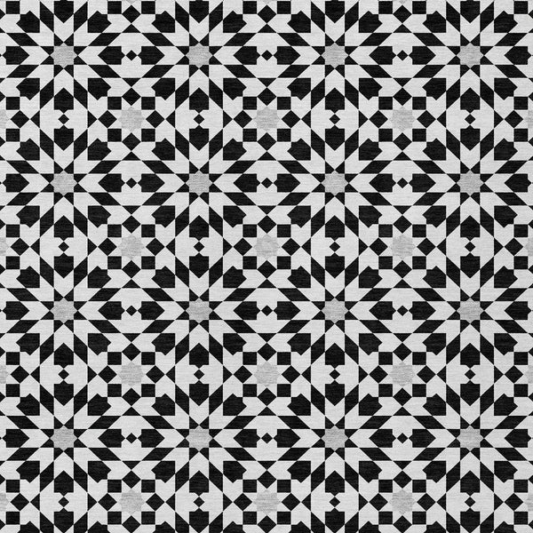 Homeroots 3' Black Gray Silver Floral Medallion Washable Area Rug For Stylish Indoor & Outdoor Spaces 5' X 8' Polyester 583763