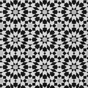 Homeroots 3' Black Gray Silver Floral Medallion Washable Area Rug For Stylish Indoor & Outdoor Spaces 8' X 10' Polyester 583765