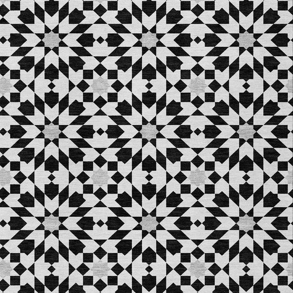 Homeroots 3' Black Gray Silver Floral Medallion Washable Area Rug For Stylish Indoor & Outdoor Spaces 8' X 10' Polyester 583765