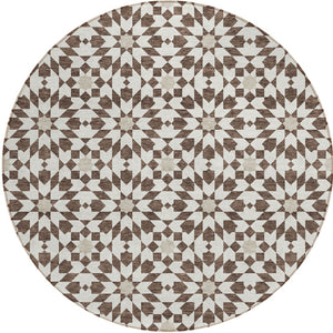 Homeroots 3' Black Gray Silver Floral Medallion Washable Area Rug For Stylish Indoor & Outdoor Spaces 8' Round Polyester 583770