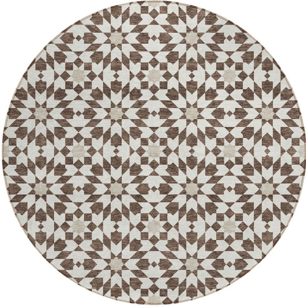 Homeroots 3' Black Gray Silver Floral Medallion Washable Area Rug For Stylish Indoor & Outdoor Spaces 8' Round Polyester 583770