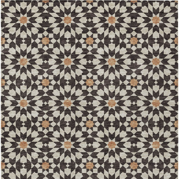 Homeroots 3' Black Gray Silver Floral Medallion Washable Area Rug For Stylish Indoor & Outdoor Spaces 3' X 5' Polyester 583774