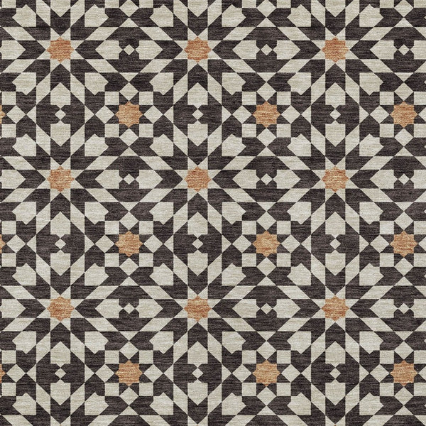 Homeroots 3' Black Gray Silver Floral Medallion Washable Area Rug For Stylish Indoor & Outdoor Spaces 5' X 8' Polyester 583775