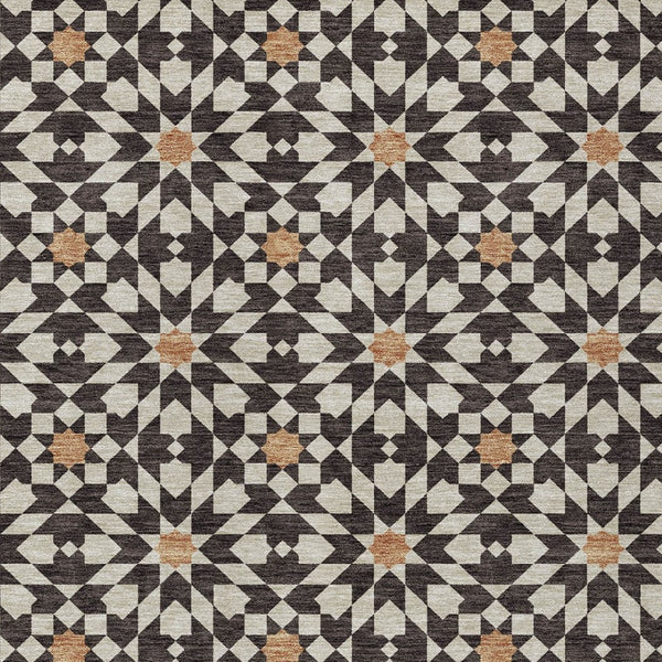 Homeroots 3' Black Gray Silver Floral Medallion Washable Area Rug For Stylish Indoor & Outdoor Spaces 9' X 12' Polyester 583778