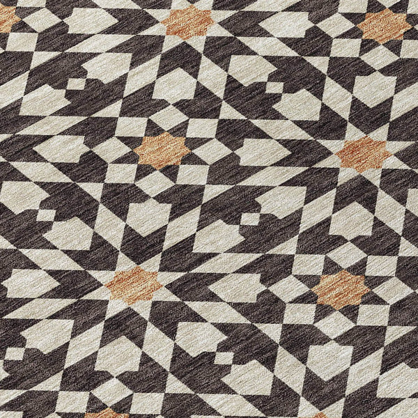 Homeroots 3' Black Gray Silver Floral Medallion Washable Area Rug For Stylish Indoor & Outdoor Spaces 9' X 12' Polyester 583778