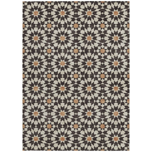 Homeroots 3' Black Gray Silver Floral Medallion Washable Area Rug For Stylish Indoor & Outdoor Spaces 10' X 14' Polyester 583779