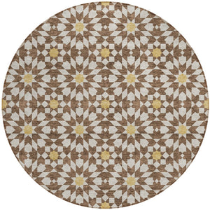 Homeroots 3' Black Gray Silver Floral Medallion Washable Area Rug For Stylish Indoor & Outdoor Spaces 8' Round Polyester 583782