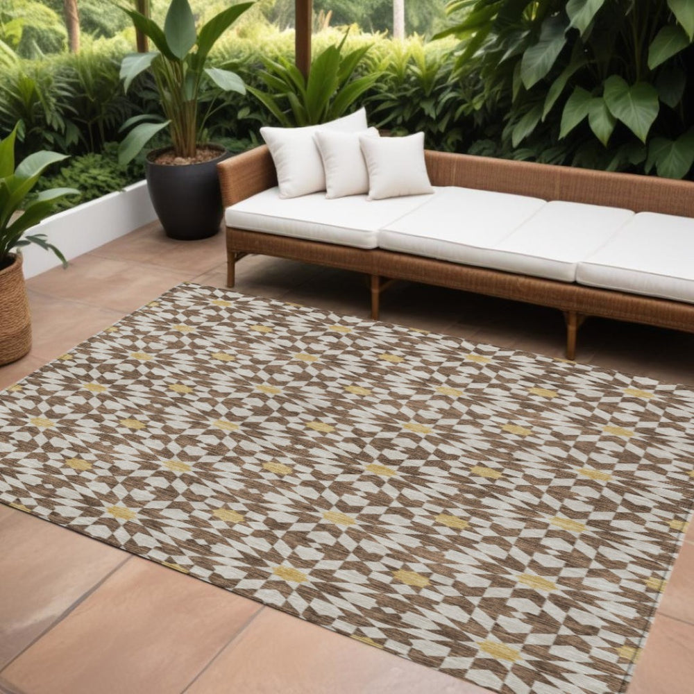 HomeRoots 9' Elegant Floral Medallion Area Rug - Durable, Washable, Stain-Resistant for Indoor & Outdoor Use 9' X 12' 583784