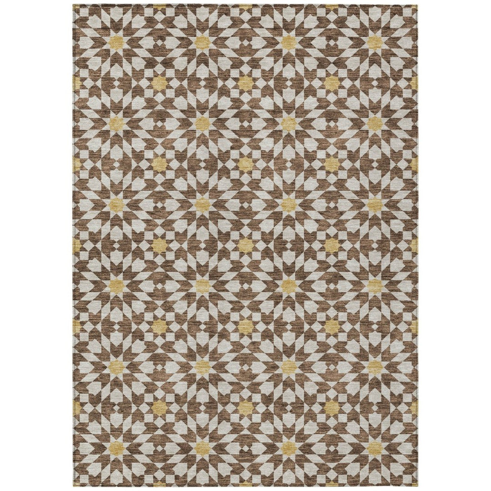 HomeRoots 9' Elegant Floral Medallion Area Rug - Durable, Washable, Stain-Resistant for Indoor & Outdoor Use 9' X 12' 583784
