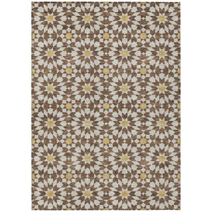 HomeRoots 9' Elegant Floral Medallion Area Rug - Durable, Washable, Stain-Resistant for Indoor & Outdoor Use 9' X 12' 583784