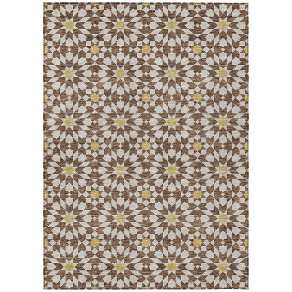 HomeRoots 9' Elegant Floral Medallion Area Rug - Durable, Washable, Stain-Resistant for Indoor & Outdoor Use 9' X 12' 583784