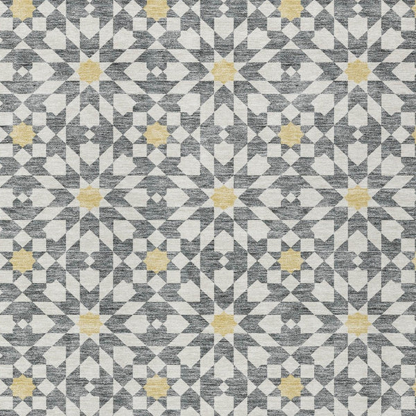 Homeroots 3' Black Gray Silver Floral Medallion Washable Area Rug For Stylish Indoor & Outdoor Spaces 8' X 10' Polyester 583795