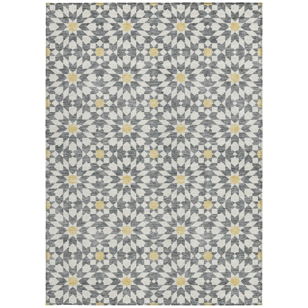 Homeroots 3' Black Gray Silver Floral Medallion Washable Area Rug For Stylish Indoor & Outdoor Spaces 9' X 12' Polyester 583796