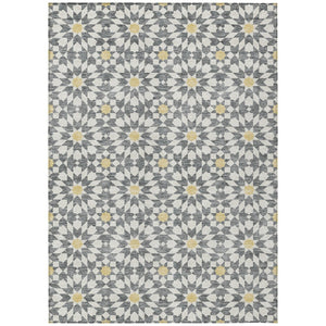 HomeRoots 9' Gray Ivory Gold Floral Medallion Area Rug - Elegant, Durable, Washable for Indoor & Outdoor Use 9' X 12' 583796