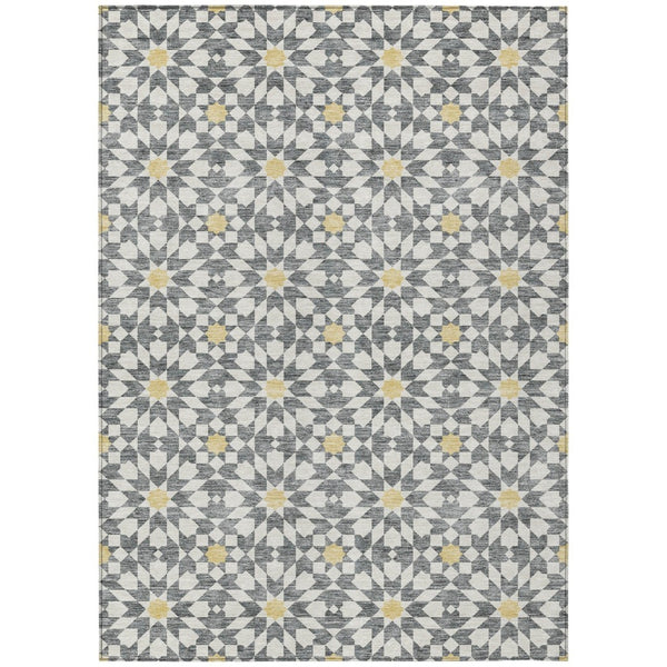 HomeRoots 9' Gray Ivory Gold Floral Medallion Area Rug - Elegant, Durable, Washable for Indoor & Outdoor Use 9' X 12' 583796