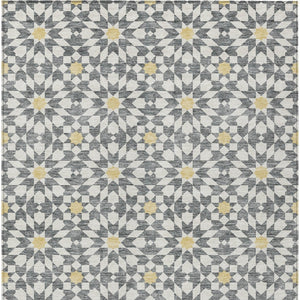 Homeroots 3' Black Gray Silver Floral Medallion Washable Area Rug For Stylish Indoor & Outdoor Spaces 9' X 12' Polyester 583796