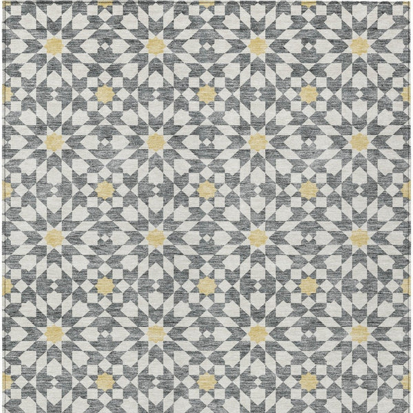 Homeroots 3' Black Gray Silver Floral Medallion Washable Area Rug For Stylish Indoor & Outdoor Spaces 9' X 12' Polyester 583796