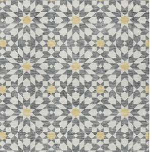 Homeroots 3' Black Gray Silver Floral Medallion Washable Area Rug For Stylish Indoor & Outdoor Spaces 10' X 14' Polyester 583797