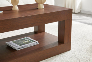 English Elm Modern Two Tier Rectangular Coffee Table with Open Shelf Mdf Frame for Living Rooms W3875P389609