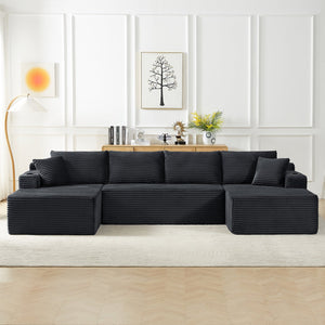 English Elm Compressible U-Shaped Modular Sofa Set - Stylish Minimalist Corduroy Cloud Couch For Flexible Living W2339S00091