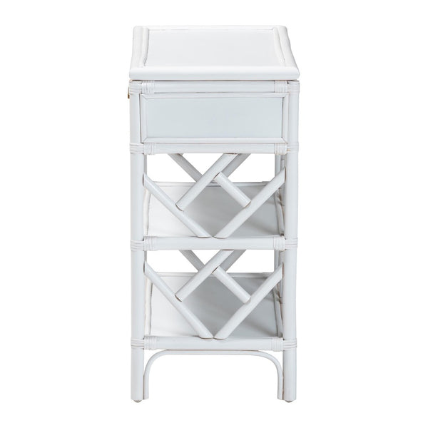 English Elm Natural Rattan Woven Geometric Nightstand with Drawer Open Shelves Coastal Bedroom B2750P467861